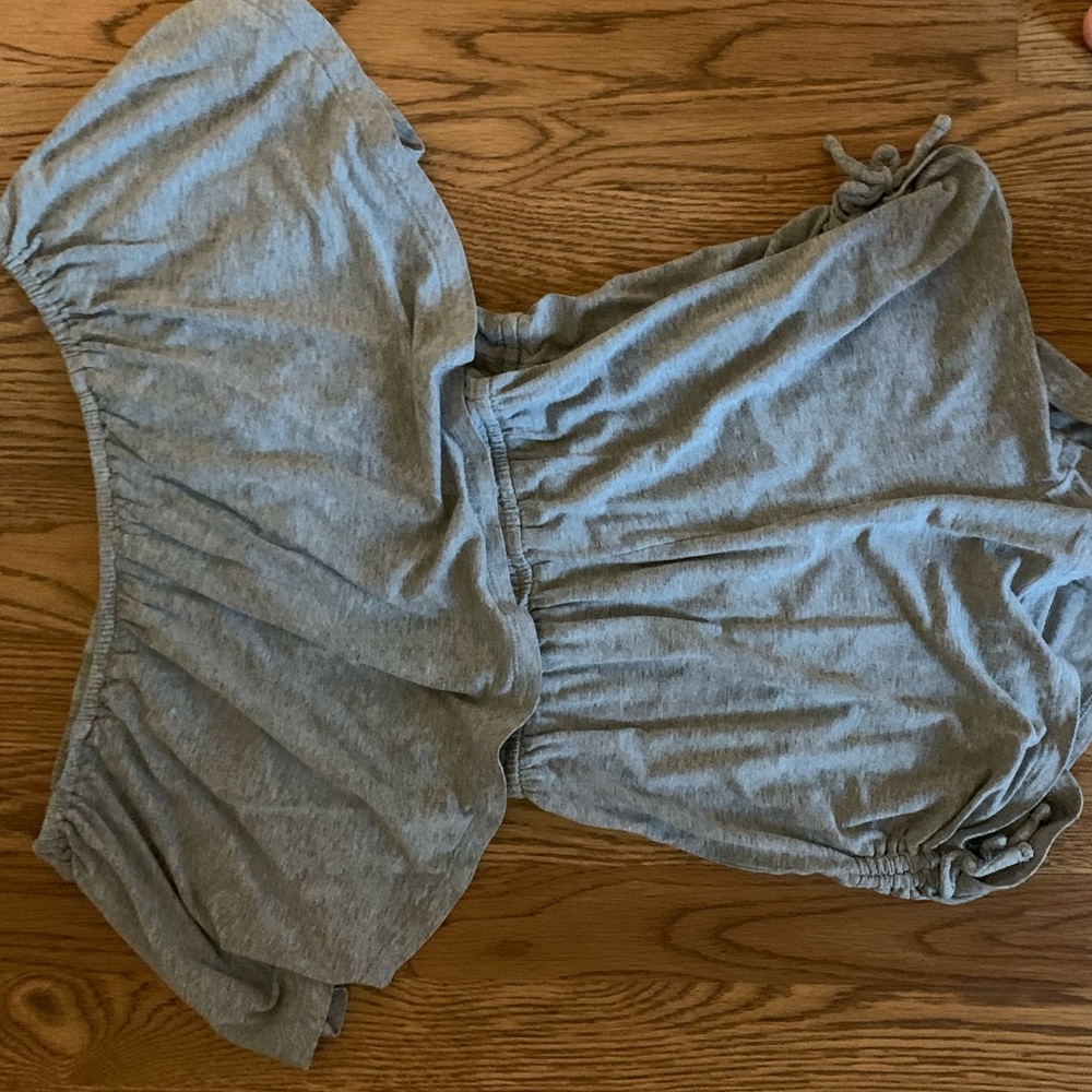 Grey off-the-shoulder romper